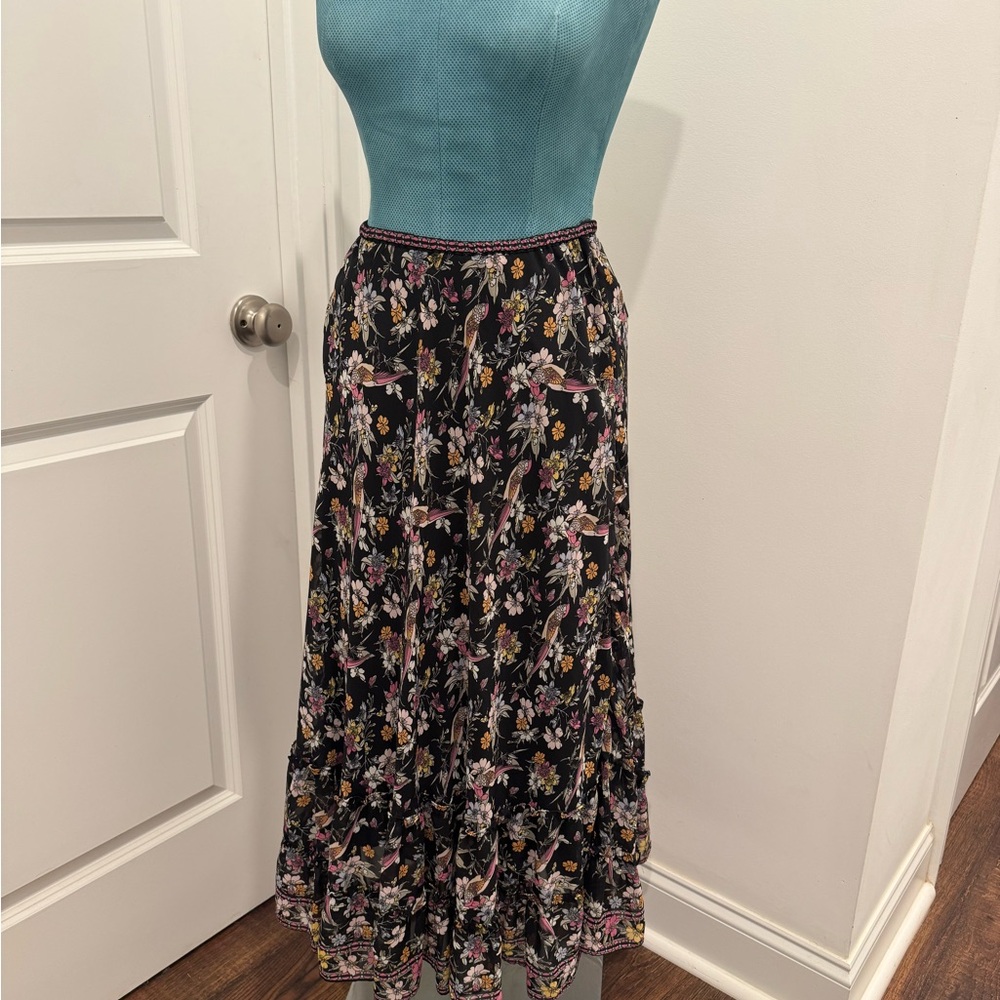 Floral Black Skirt